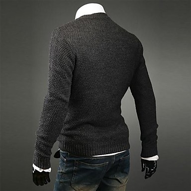 Мужская мода пуловер Solid Color Тонкий с длинным рукавом свитера