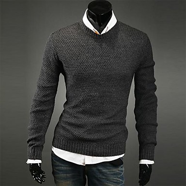 Мужская мода пуловер Solid Color Тонкий с длинным рукавом свитера
