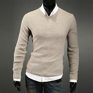 Мужская мода пуловер Solid Color Тонкий с длинным рукавом свитера
