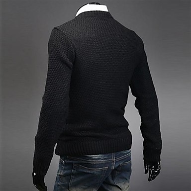 Мужская мода пуловер Solid Color Тонкий с длинным рукавом свитера