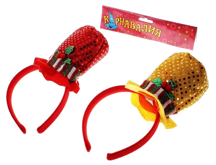 Карнавальный ободок-шляпка блестящая, цвета МИКС