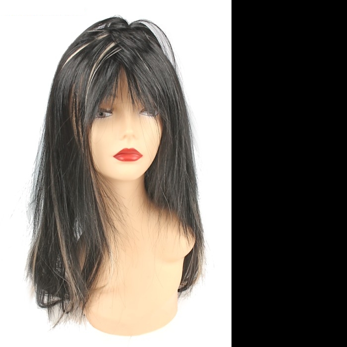 Карнавальный парик, черные волосы мелированные