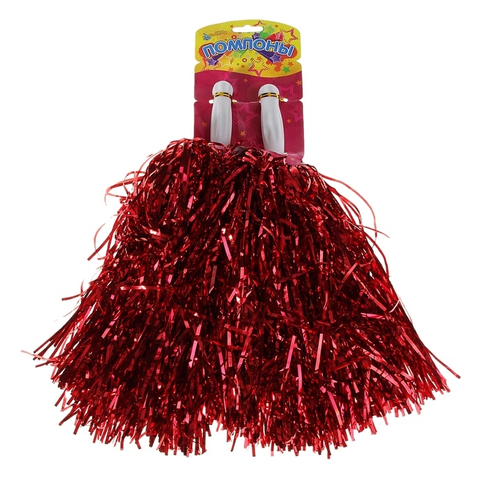 Карнавальный помпон (набор 2 шт) цвет красный