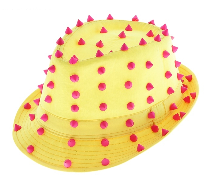 Карнавальная шляпа желтая розовые шипы