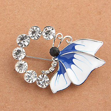 Сплав Акриловые Циркон Посеребренная Брошь бабочка шаблон (случайный цвет)