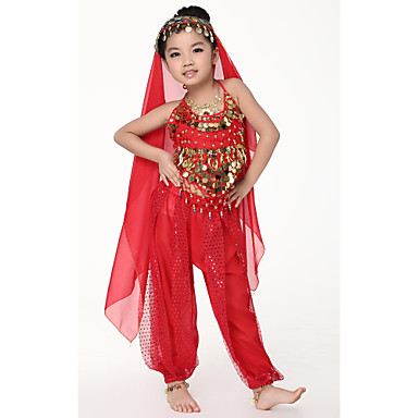 Танцевальная одежда шифон с монетами танец живота покрывалами для детей больше цветов