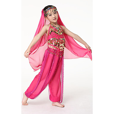 Танцевальная одежда шифон с монетами танец живота покрывалами для детей больше цветов