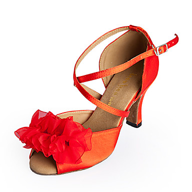 Индивидуальные женские атласная Верхний лодыжку ремень латинские / бальные танцы Обувь