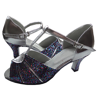 Искрение блеск и кожа Обувь для танцев настроены Женские для Латинской / Бальные Сандалии