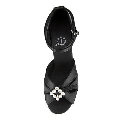 Атласные женские лодыжки ремень латинские / Обувь для бальных танцев с Rhinestone