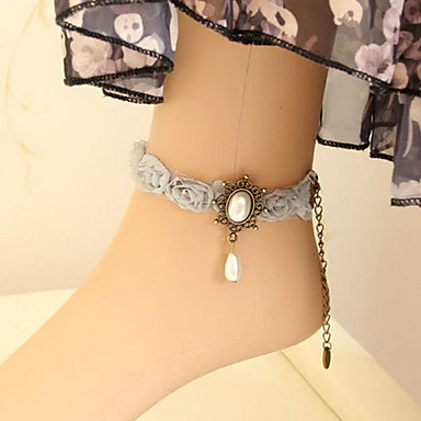 Vintage Женская Серый Кружева ножной браслет (26см * 2,5 см * 0,5 см) (серый) (1 шт)