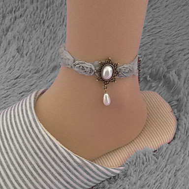 Vintage Женская Серый Кружева ножной браслет (26см * 2,5 см * 0,5 см) (серый) (1 шт)