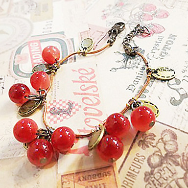 Vintage 17см Женская Red Cherry сплава Валентина браслет (1 шт)