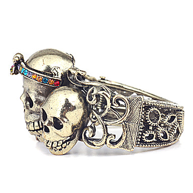 Три черепа Rhinestone широкий браслет (разных цветов)