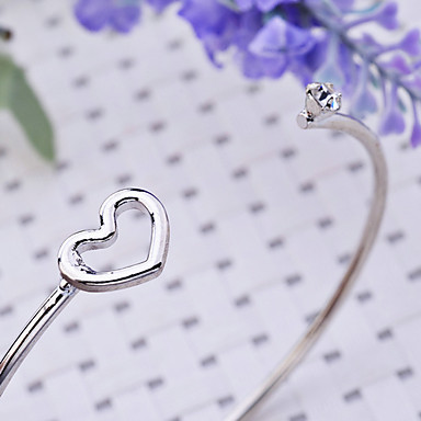 Lureme Простой Кристалл Heart-Shaped Браслет Открыть провода