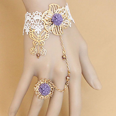 Готическом стиле rple Flower White Lace кольца бабочки браслет