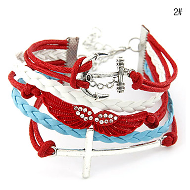 Нескольких слоев Weave Anchor Крылья крест браслет (разных цветов)
