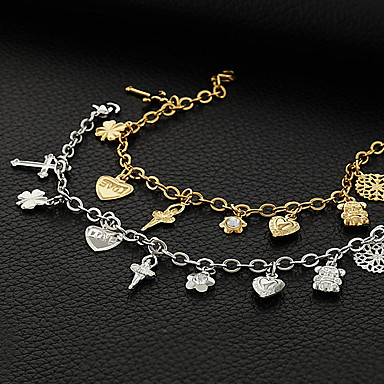 18K Real Gold \ Platinum покрытием Браслет Подвески Фея Креста Медведь Сердца Высокое качество Браслеты для девочек