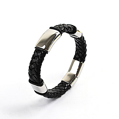 Высокая полированная нержавеющая сталь Очаровательная Weave Кожаный браслет