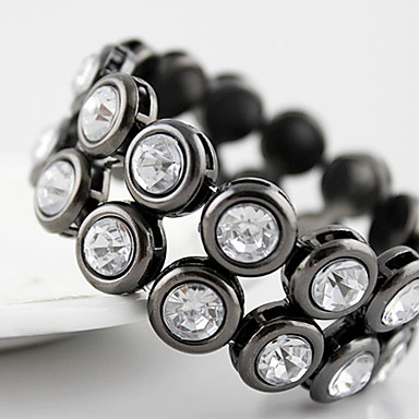 Черный Двухрядные Круглый Rhinestone браслета