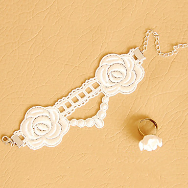 Белое кружево полым из цветочный узор браслета