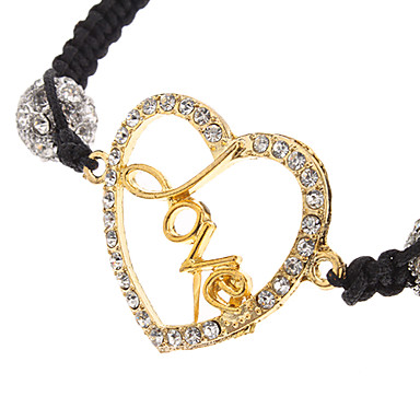 Любовь в сердца Rhinestone шипованных вязать Bracelace