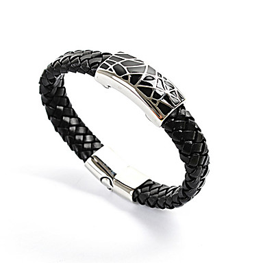 Нержавеющая сталь Black Weave Кожаный браслет