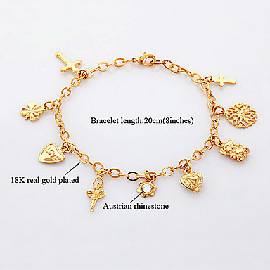 18K Real Gold \ Platinum покрытием Браслет Подвески Фея Креста Медведь Сердца Высокое качество Браслеты для девочек