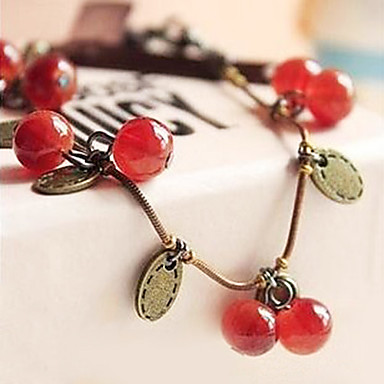 Vintage 17см Женская Red Cherry сплава Валентина браслет (1 шт)