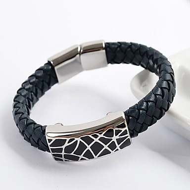 Нержавеющая сталь Black Weave Кожаный браслет