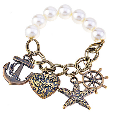 Lureme Vintage Anchor Шарм Pearl Упругие браслет