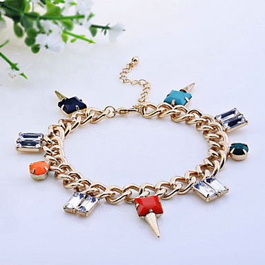 Lureme Позолоченные Красочные Rhinestone Шипы Браслет-цепочка