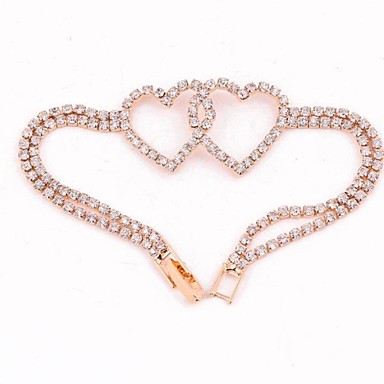 Мода 2014 Новый для женщин из розового золота с бриллиантами сердца Rhinestone браслеты