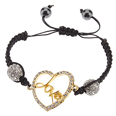 Любовь в сердца Rhinestone шипованных вязать Bracelace