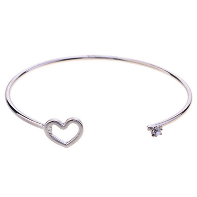 Lureme Простой Кристалл Heart-Shaped Браслет Открыть провода