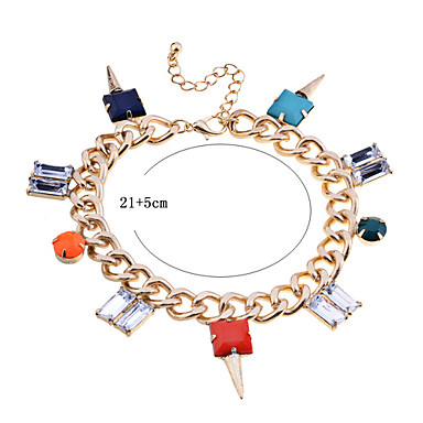 Lureme Позолоченные Красочные Rhinestone Шипы Браслет-цепочка