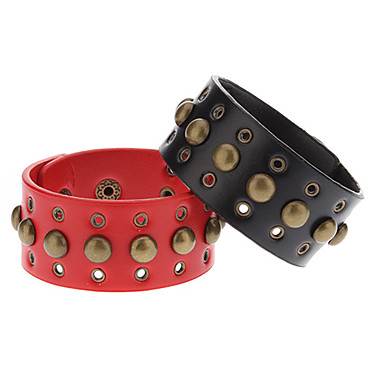 Жесткая ногтей Кожа  Пара Bracelace с заклепками