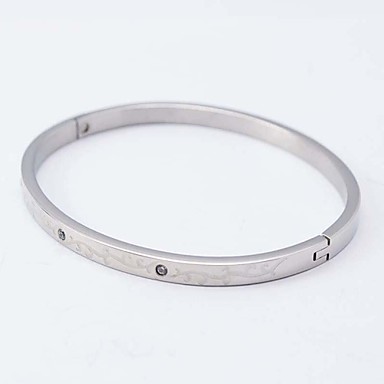 Мода BINE 6.5cm Женская Серебряный нержавеющей стали 316L с бриллиантами браслет