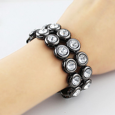 Черный Двухрядные Круглый Rhinestone браслета