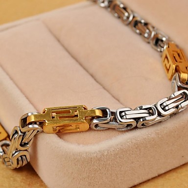 Урожай 22см Мужская Многоцветный Золотой нержавеющей стали Great Wa Chain и ссылка браслет