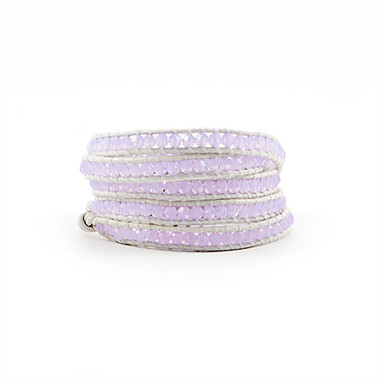 Стиль Vintage Дружба Ткачество кожа  Регулируемый браслет обертывание с Gemstone (Clj-B-446)