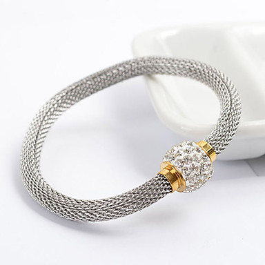 Silver из нержавеющей стали бисера горный хрусталь Змея браслет-цепочка