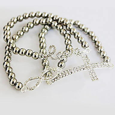 Сладостных Женская Набор из 3 Любовь / Креста / Бесконечности Shaped Rhinestone Акриловые бусы Strand браслет (красный, синий и более)