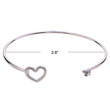 Lureme Простой Кристалл Heart-Shaped Браслет Открыть провода