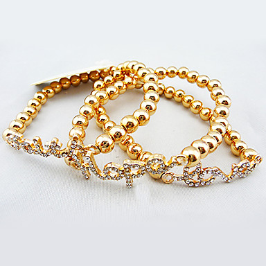 Мода 3Pcs/Lot Письмо с бриллиантом светит Женская браслет