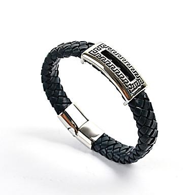 Нержавеющая сталь выдалбливают Weave Кожаный браслет