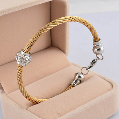 Золото кабеля нержавеющей стали браслет с Rhinestone сердца / шарик