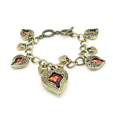 Crystal-Шипованная Heart-Shaped Vintage браслет