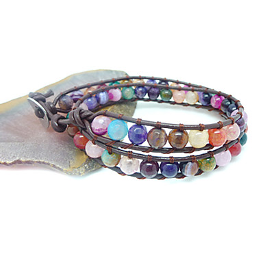 Стиль Vintage Дружба Ткачество кожа 2 упаковка браслет с агатом (CLJ-B-321)