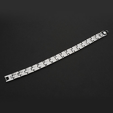 Классические 21.5cm Мужская серебро Нержавеющая сталь браслет теннис